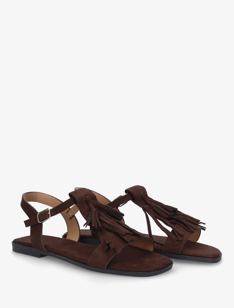Suède franjes sandalen - Bruin - Image 4