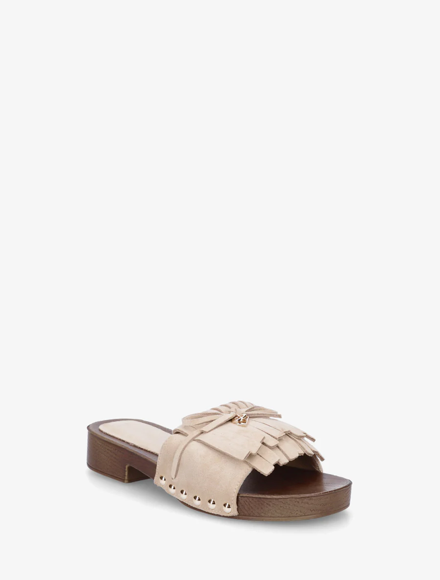 Suède franjes slippers - Beige - Image 2