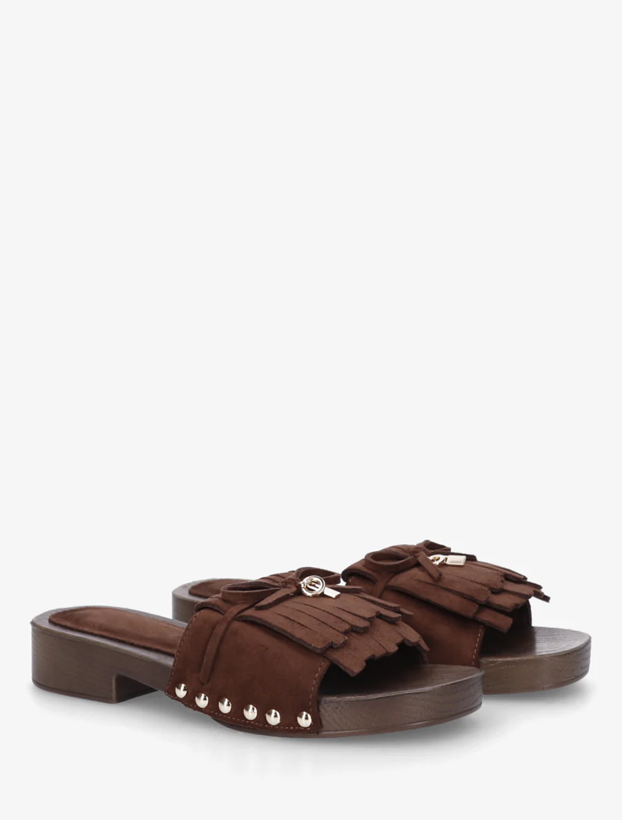 Suède franjes slippers - Bruin - Image 4