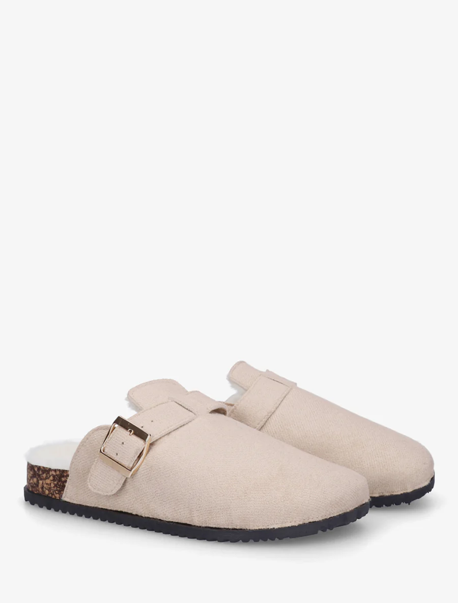 Suède gevoerde muiltjes - Beige - Image 4
