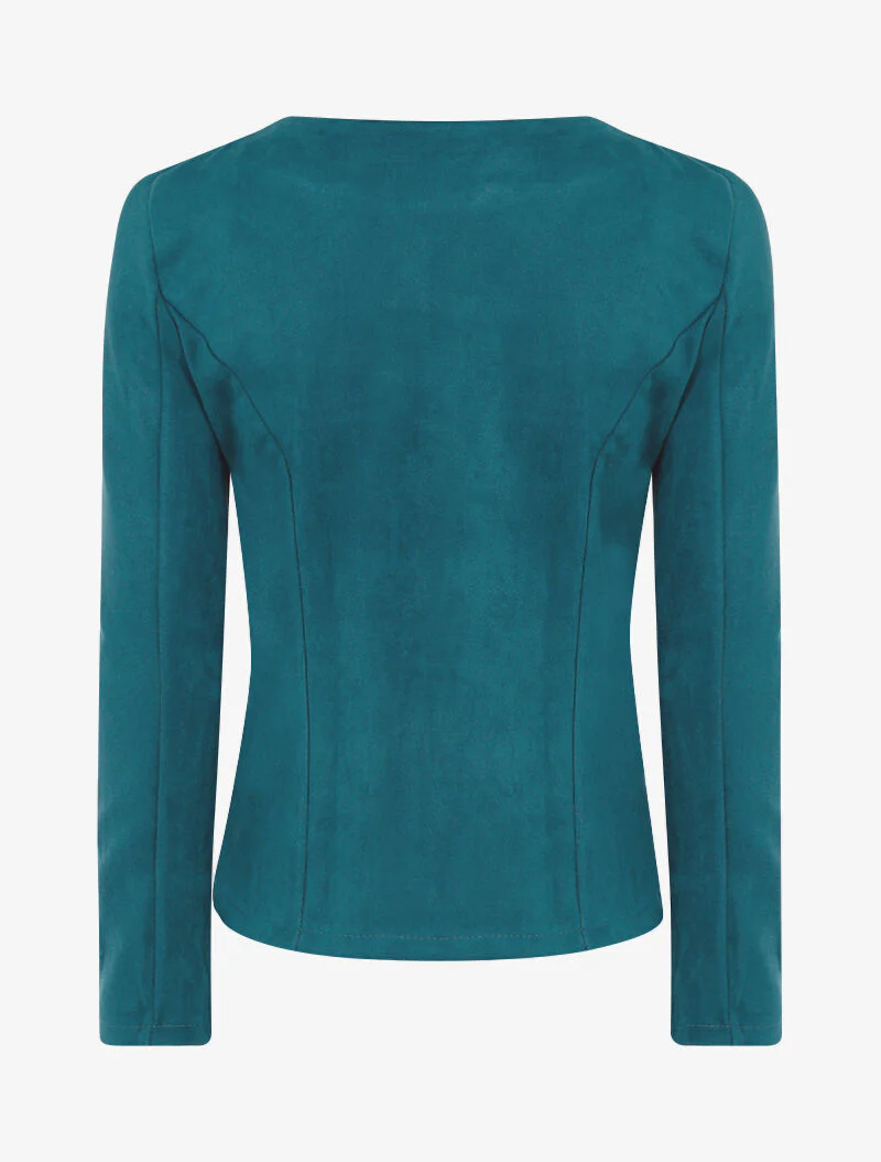 Suède jack met decoratieve ritsen - azuurblauw - blauw - Image 2