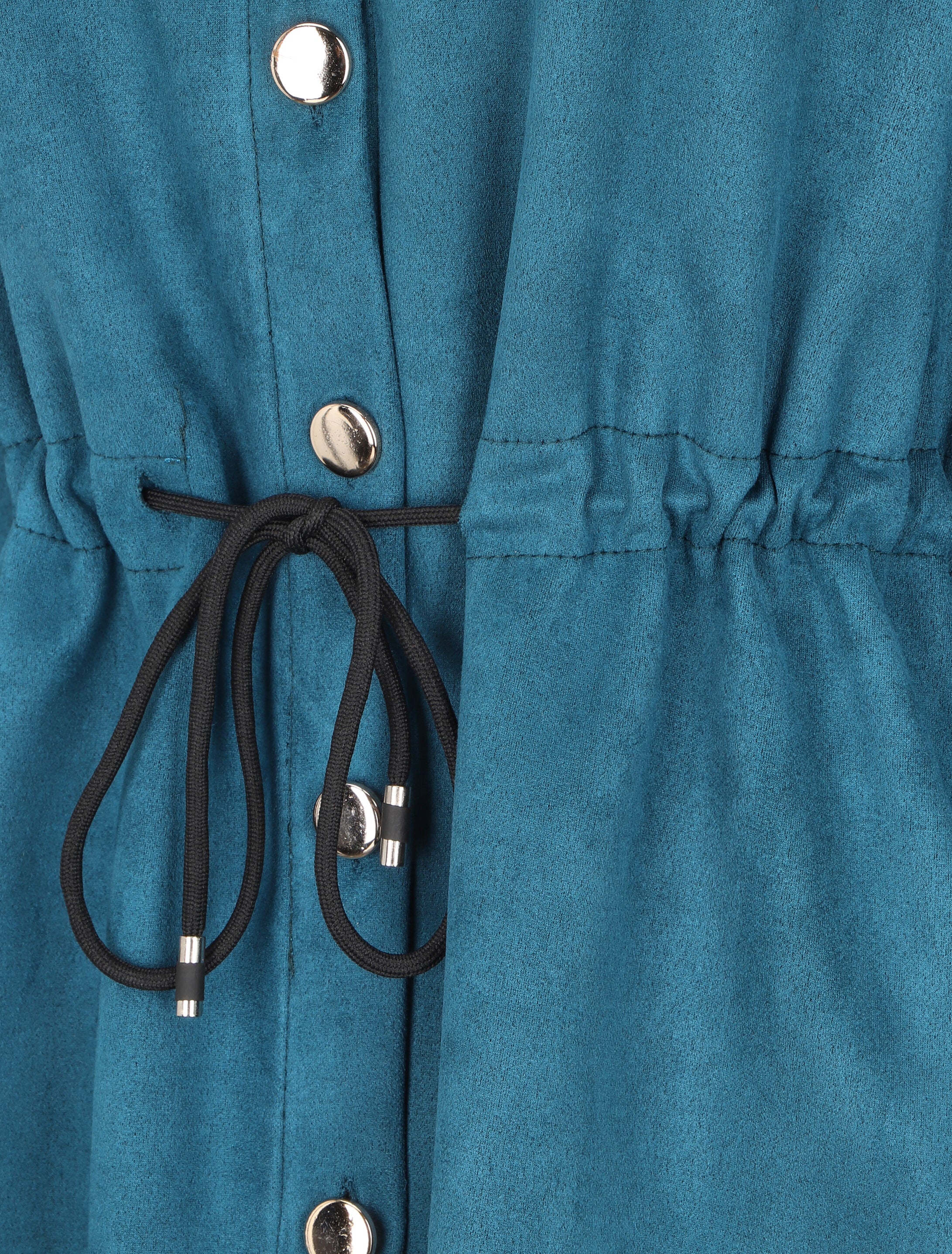 Suède jasje met oprolbare mouwen - Eendblauw - Image 3