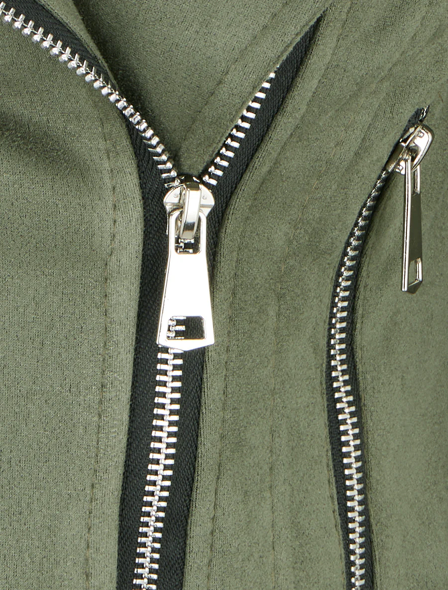 Suède jasje in perfecto stijl - Kaki - Image 3