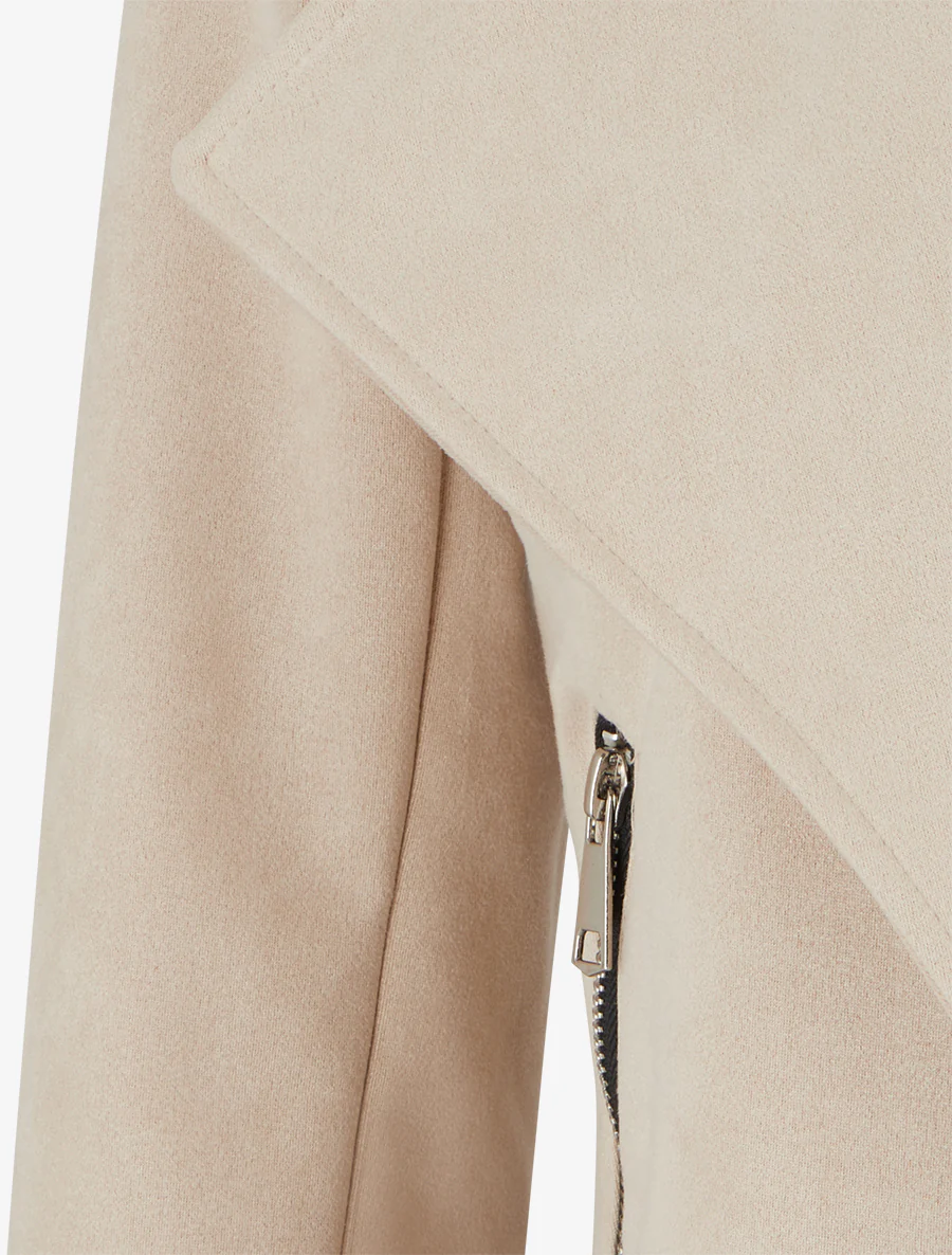 Suède jasje met decoratieve ritszakken - Beige - Image 3