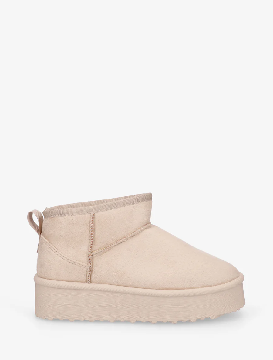 Suède laarzen met plateauzool - Beige
