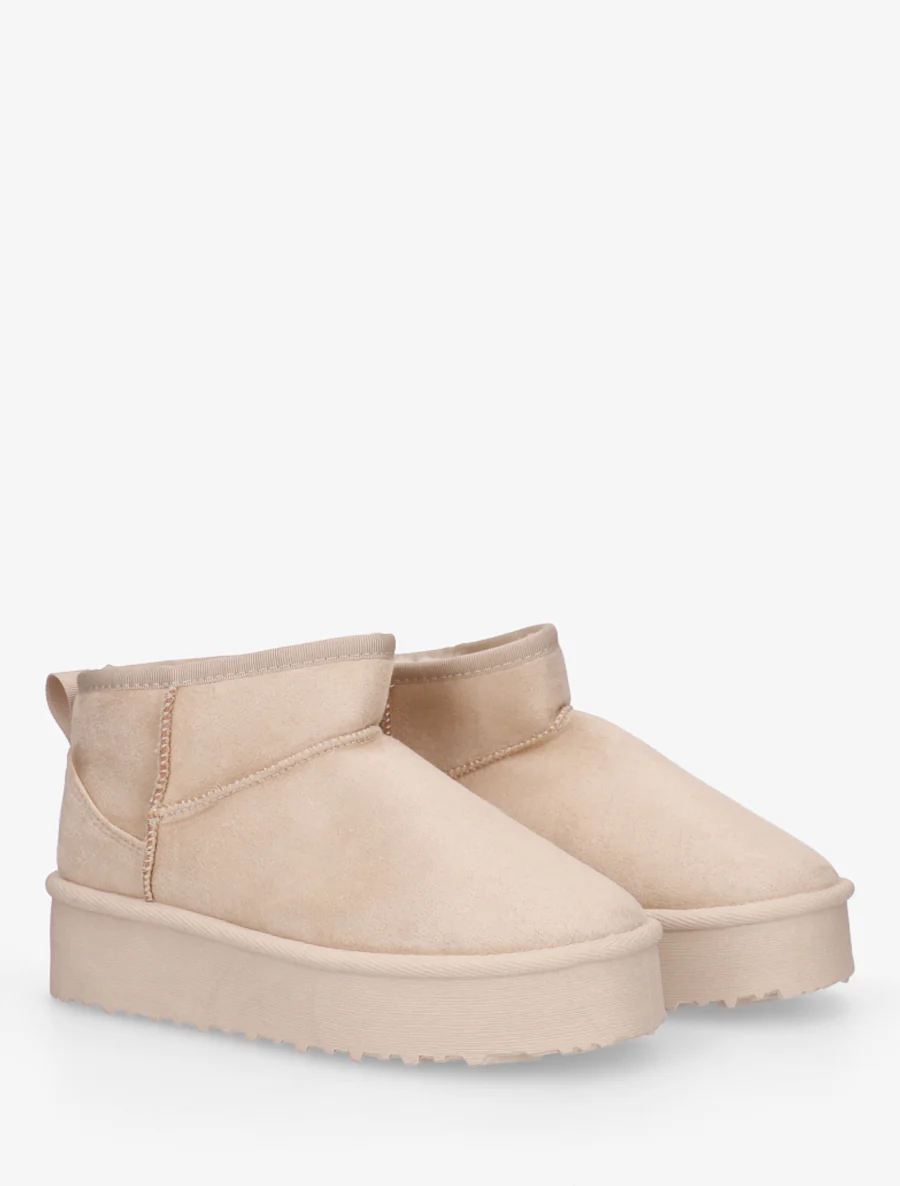 Suède laarzen met plateauzool - Beige - Image 4