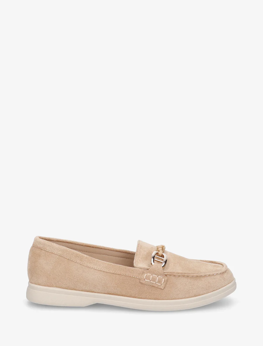 Suède loafers met decoratieve gesp - Beige