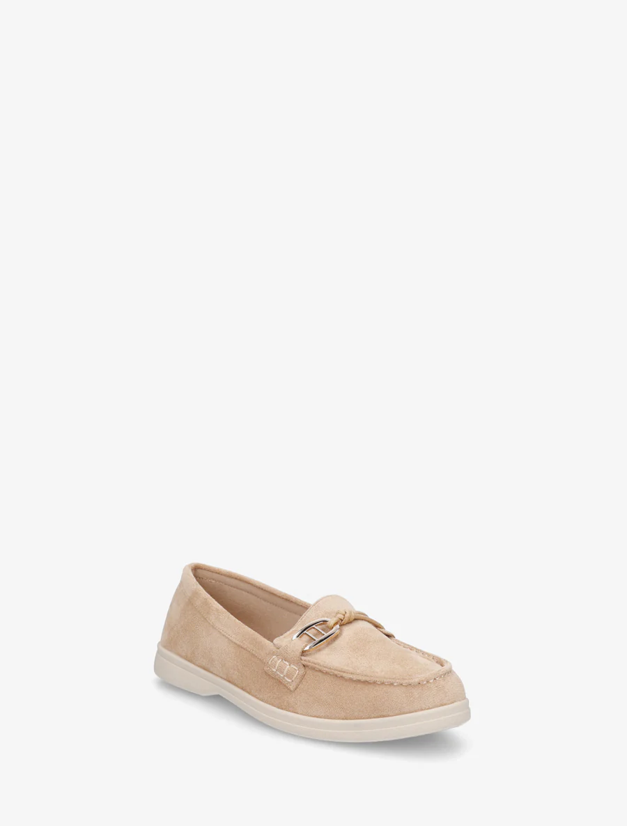 Suède loafers met decoratieve gesp - Beige - Image 2