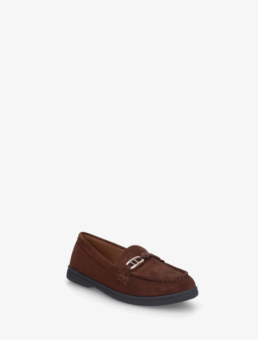 Suède loafers met decoratieve gesp - Bruin - Image 2