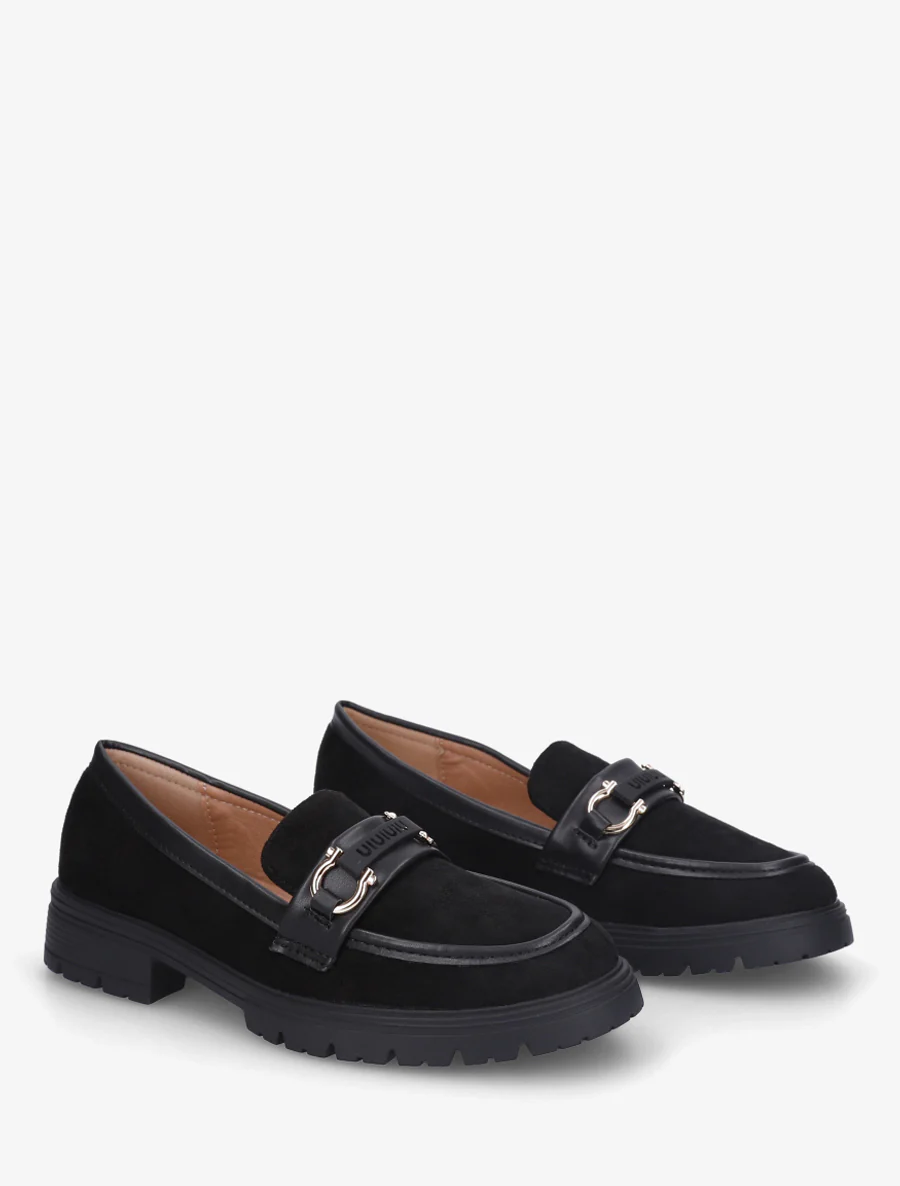Suède loafers met decoratieve gesp - Zwart - Image 4