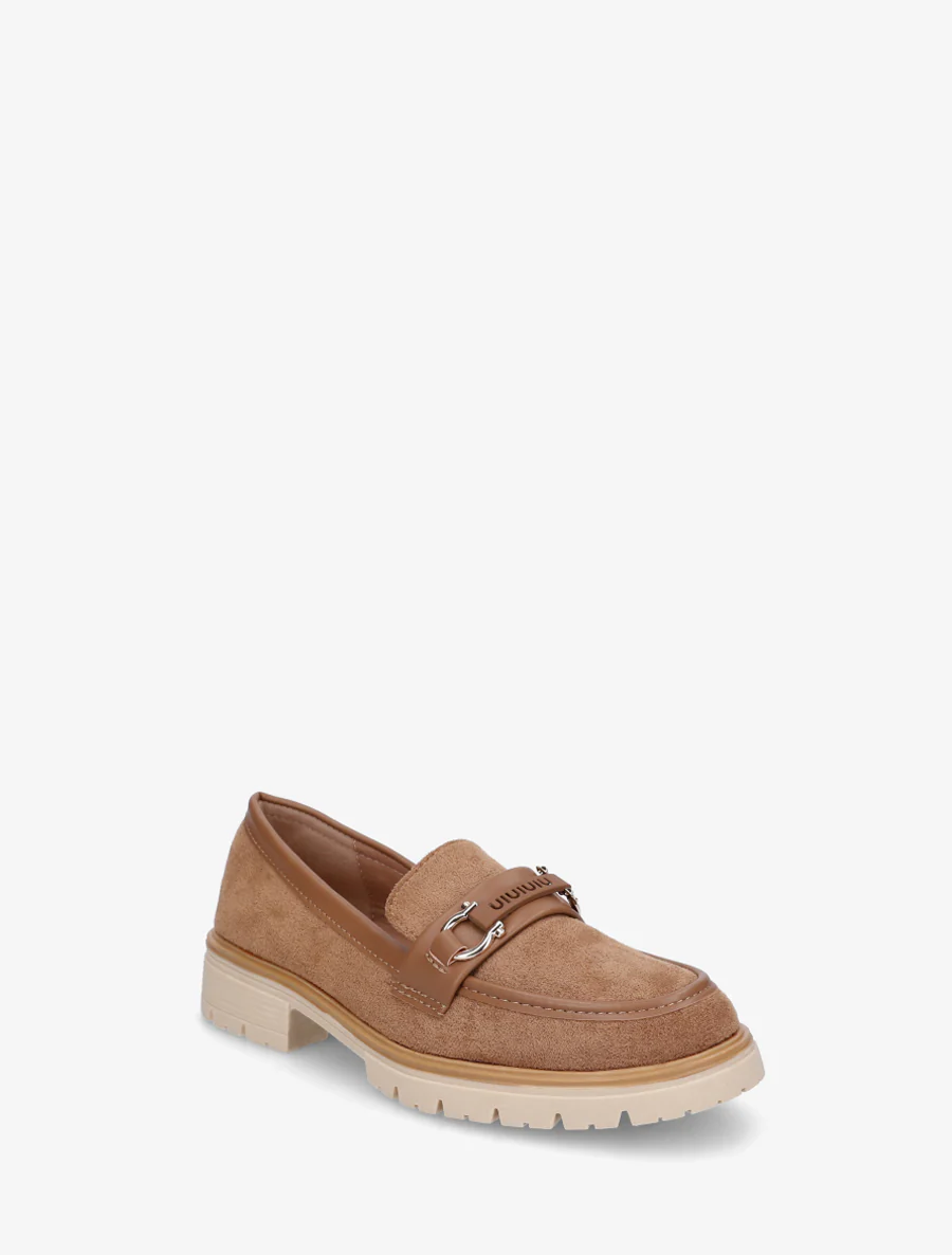 Suède loafers met decoratieve gesp - Kameel - Image 2