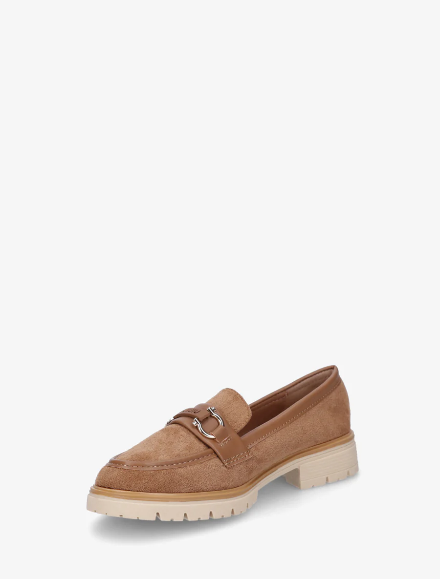 Suède loafers met decoratieve gesp - Kameel - Image 3