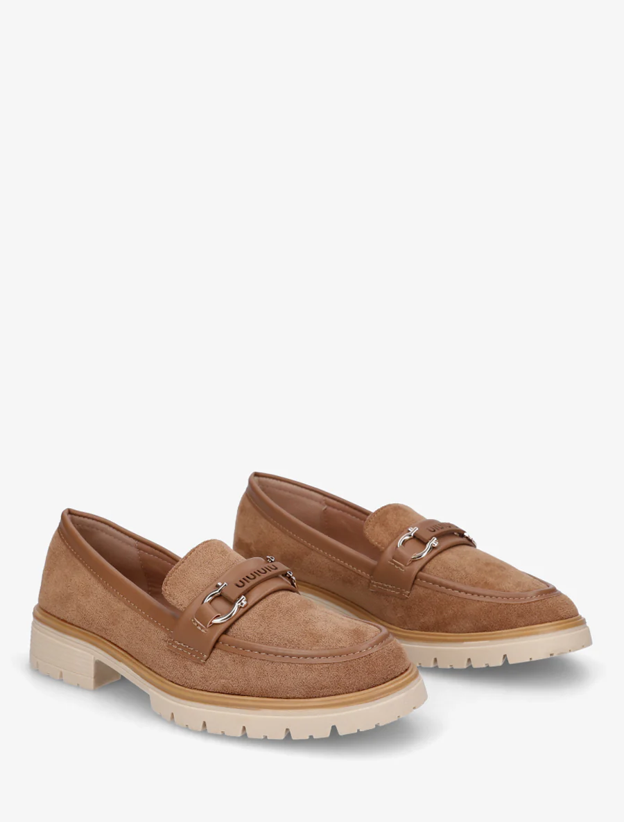 Suède loafers met decoratieve gesp - Kameel - Image 4