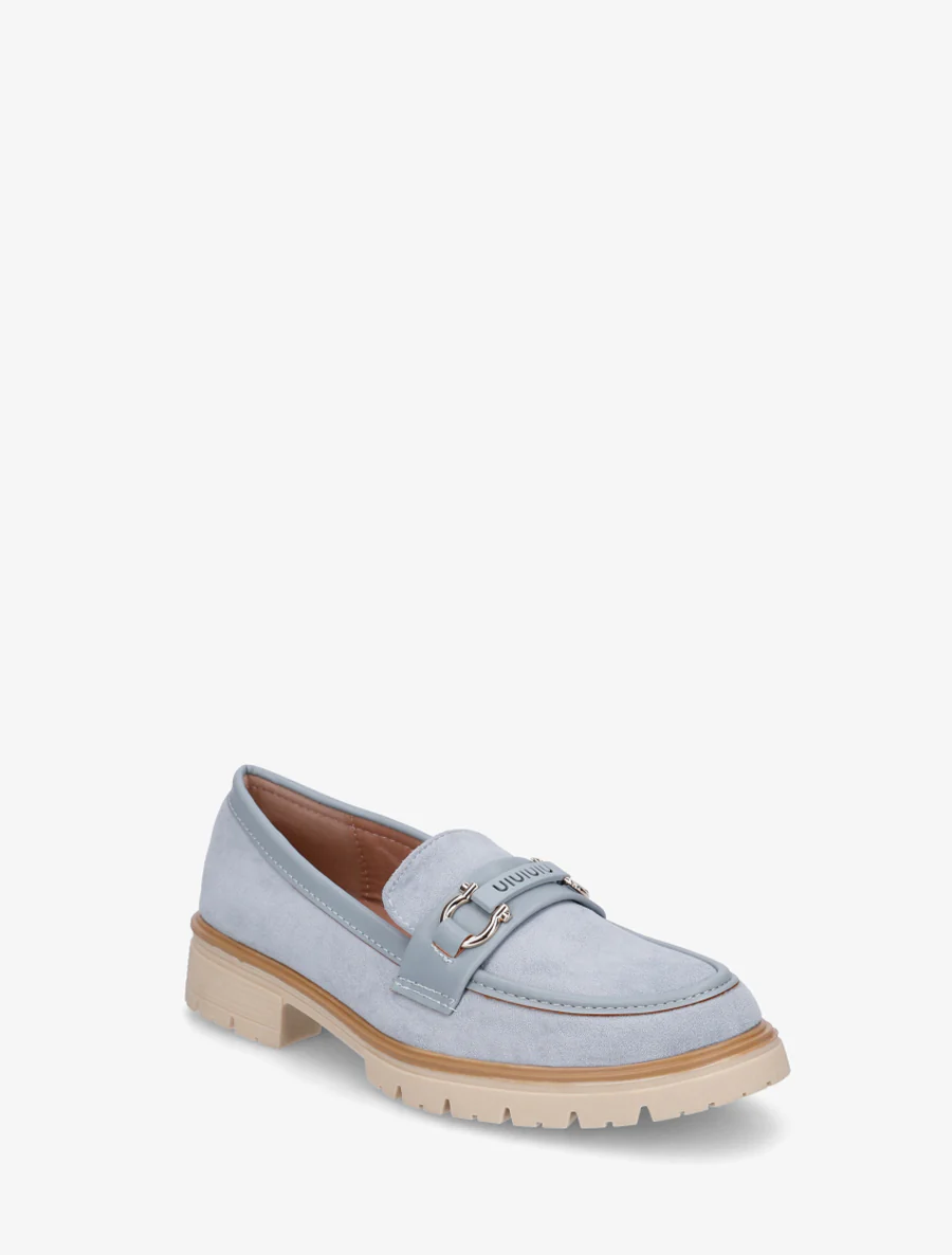 Suède loafers met decoratieve gesp - Lichtblauw - Image 2