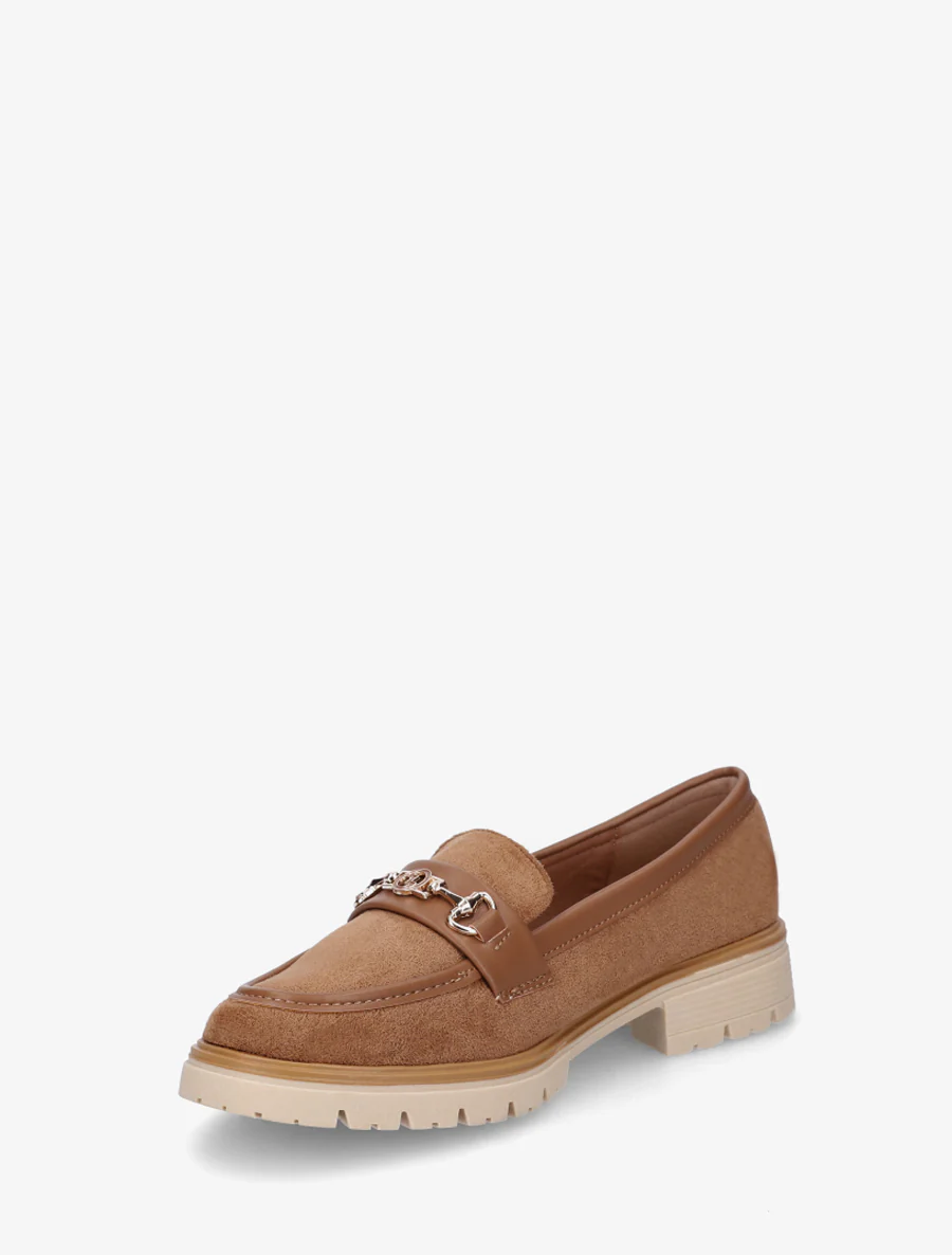 Suède loafers met fantasiebuckle - Kameel - Image 3