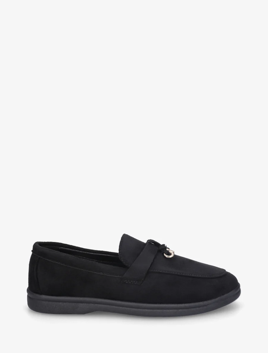Suède loafers met platte zool - Zwart
