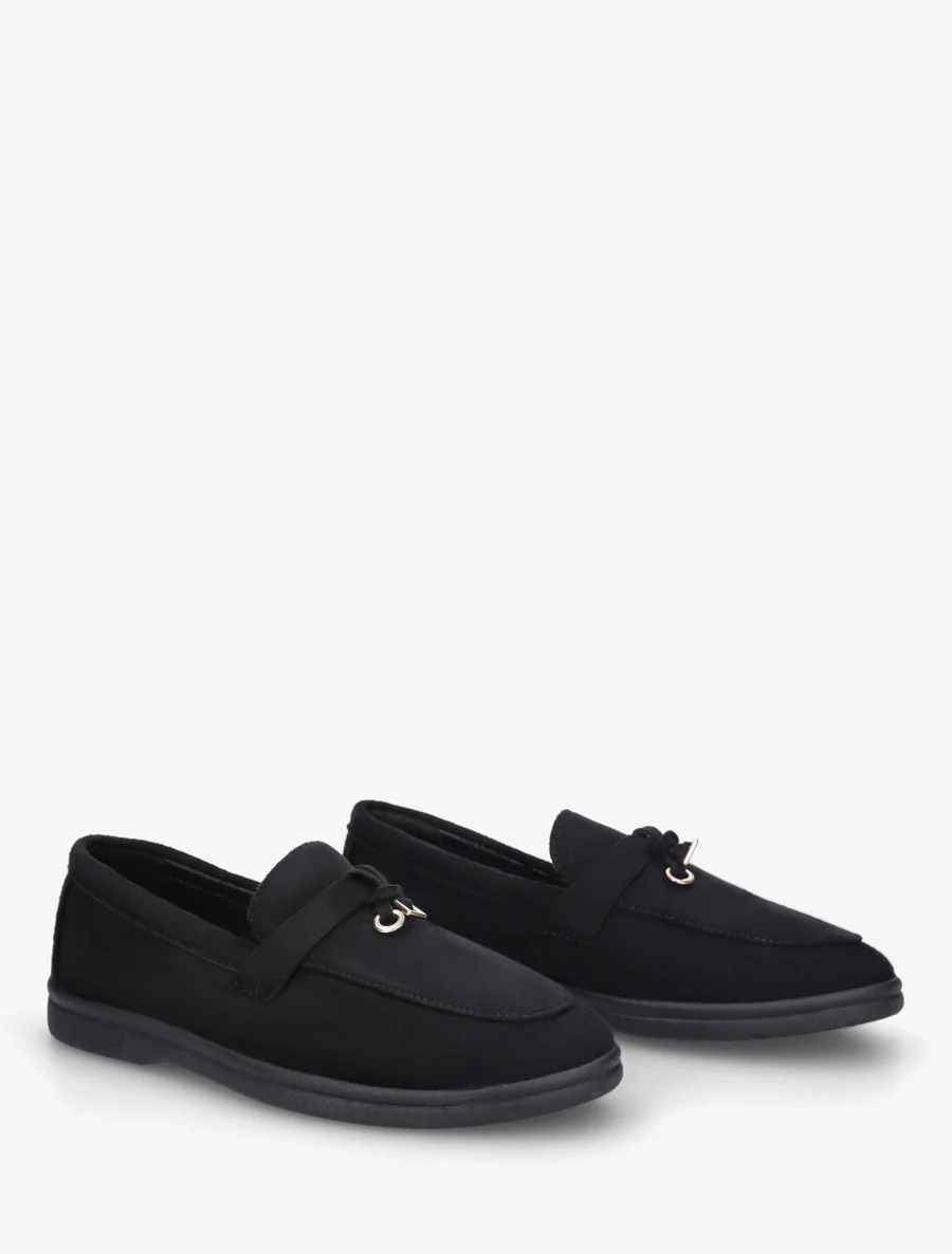 Suède loafers met platte zool - Zwart - Image 4