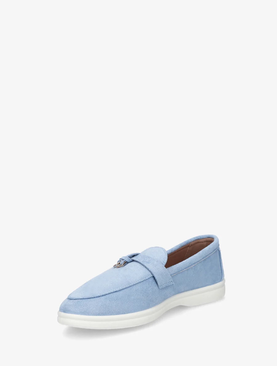 Suède loafers met platte zool - Lichtblauw - Image 3