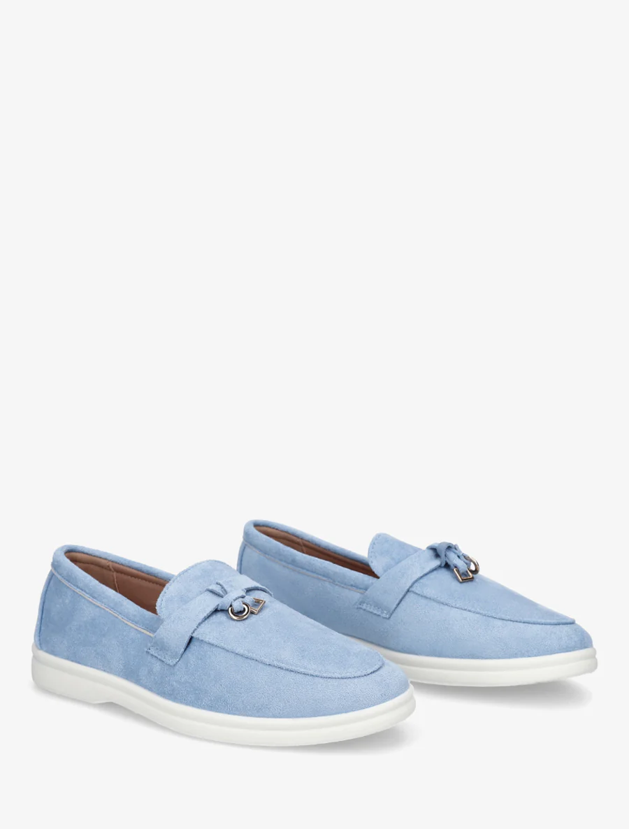 Suède loafers met platte zool - Lichtblauw - Image 4