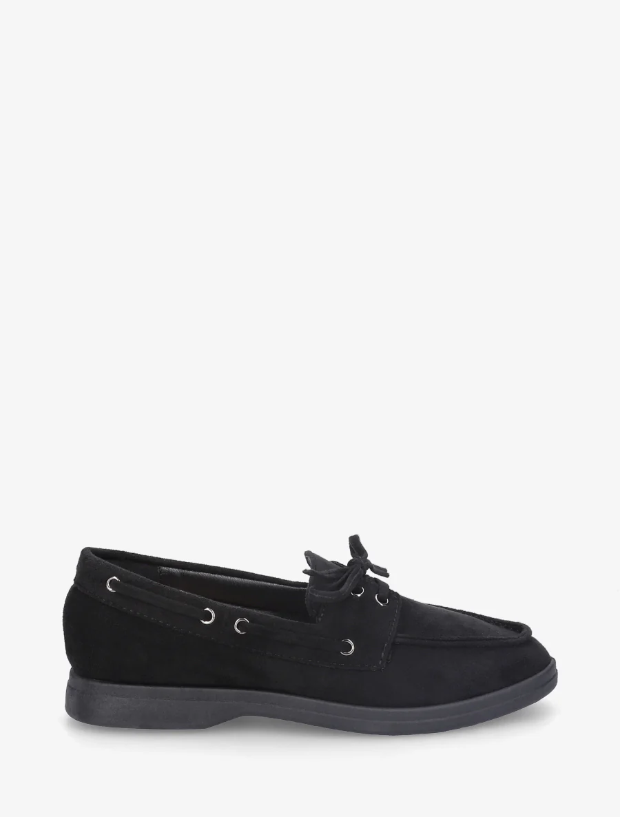Suède loafers met veters - Zwart