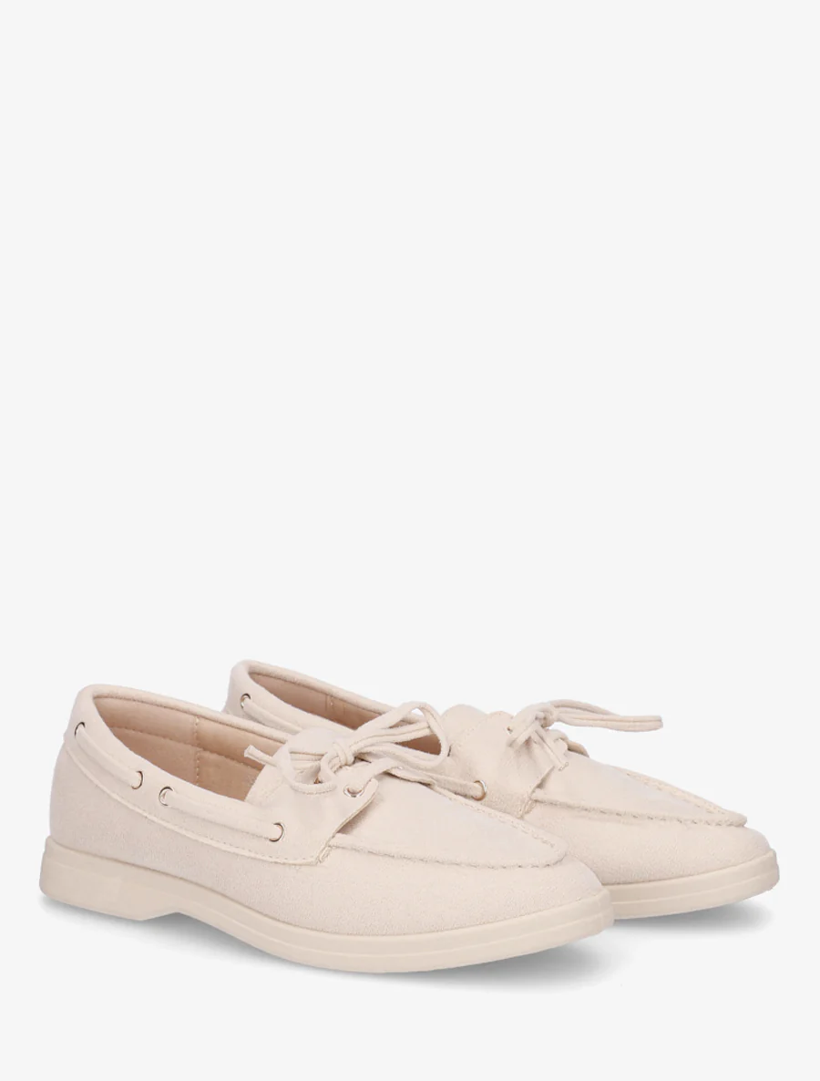 Suède loafers met veters - Beige - Image 4