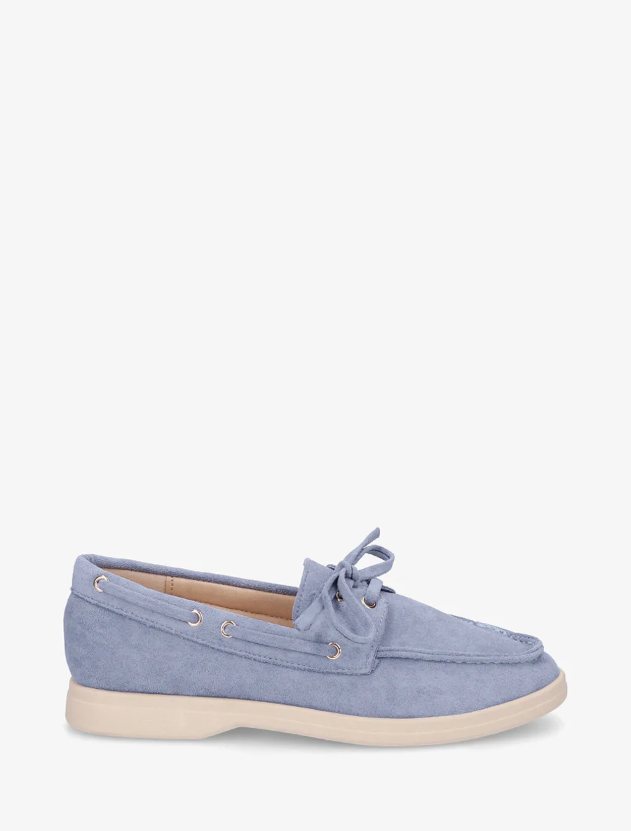 Suède loafers met veters - Lichtblauw