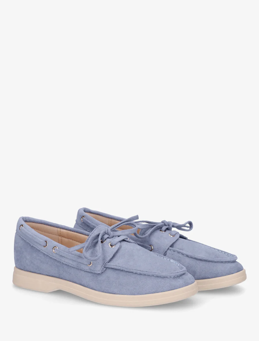Suède loafers met veters - Lichtblauw - Image 4