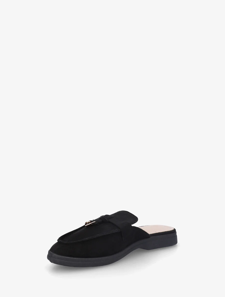 Suède mocassin stijl muiltjes - Zwart - Image 3
