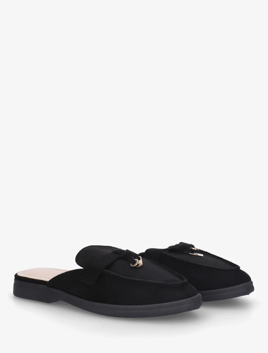 Suède mocassin stijl muiltjes - Zwart - Image 4