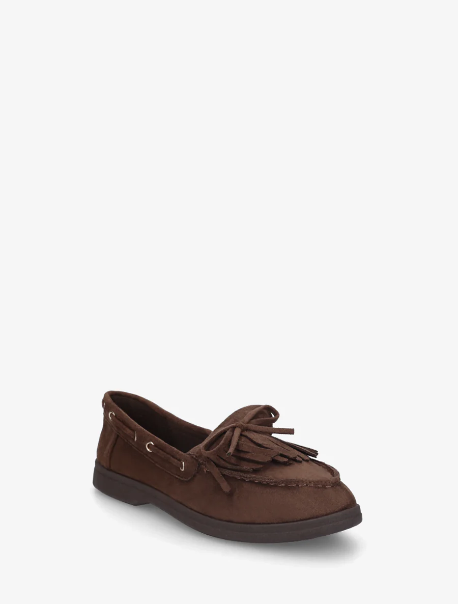 Suède mocassins met franjes en strik. - Bruin - Image 2
