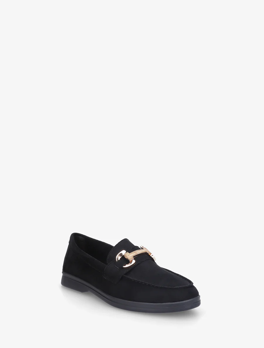 Suède mocassins met gesp en platte zool - Zwart - Image 2