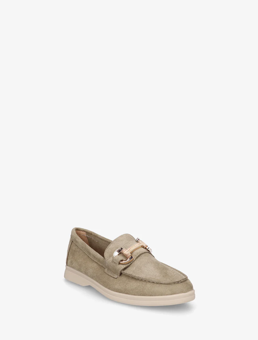 Suède mocassins met gesp en platte zool - Kaki - Image 2