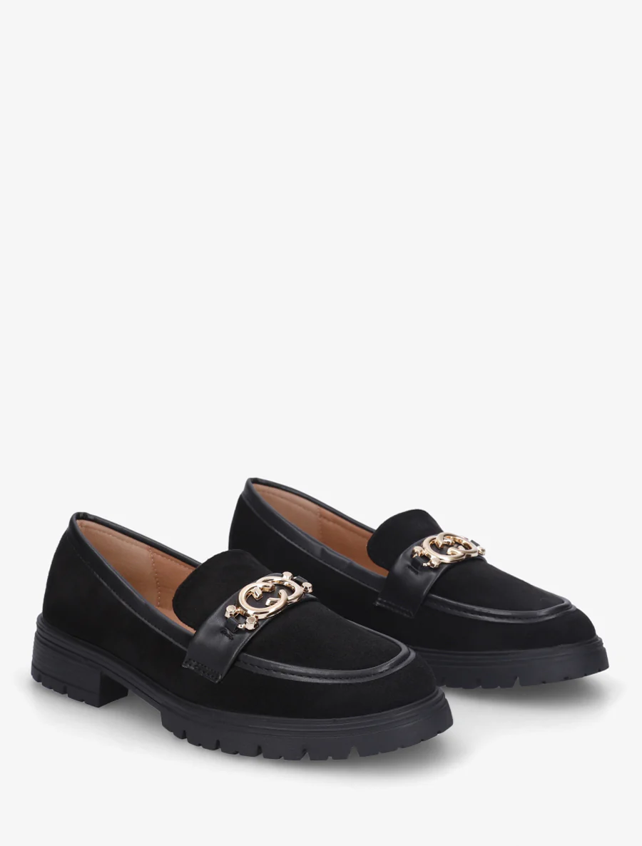Suède mocassins met metalen gesp - Zwart - Image 4