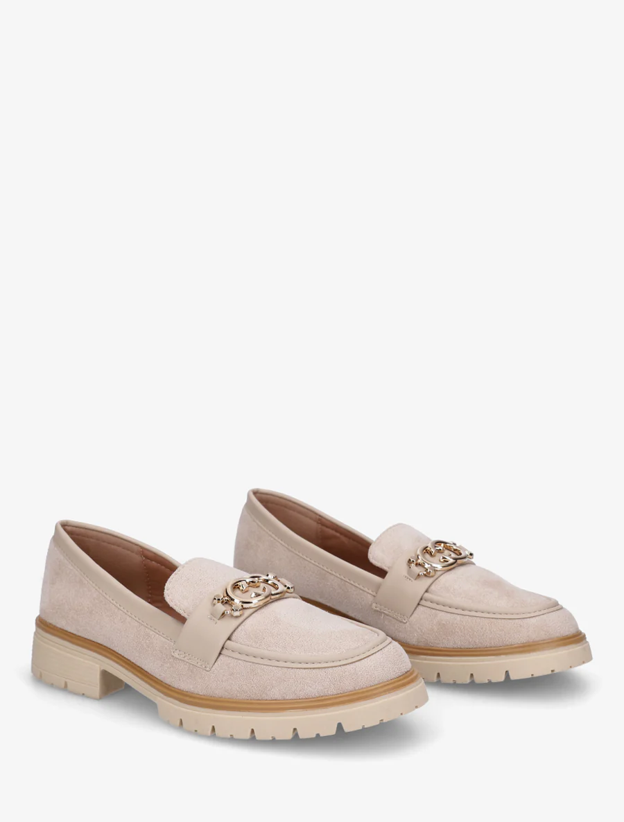 Suède mocassins met metalen gesp - Beige - Image 4