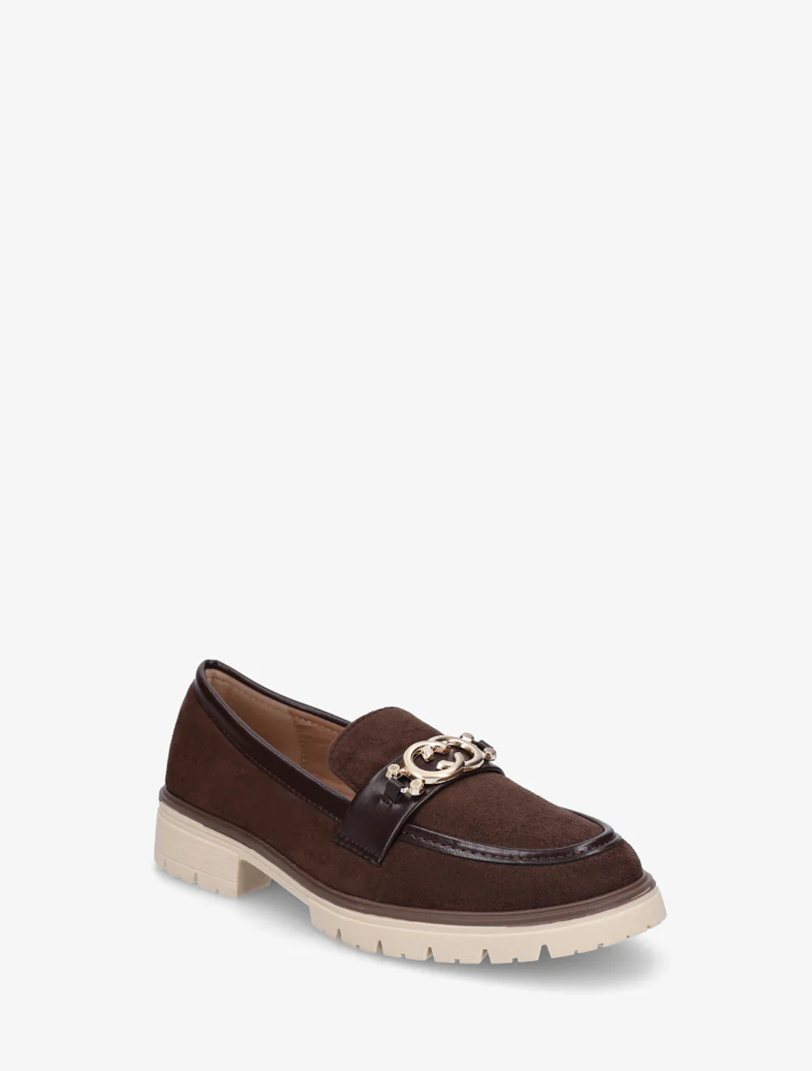 Suède mocassins met metalen gesp - Bruin - Image 2