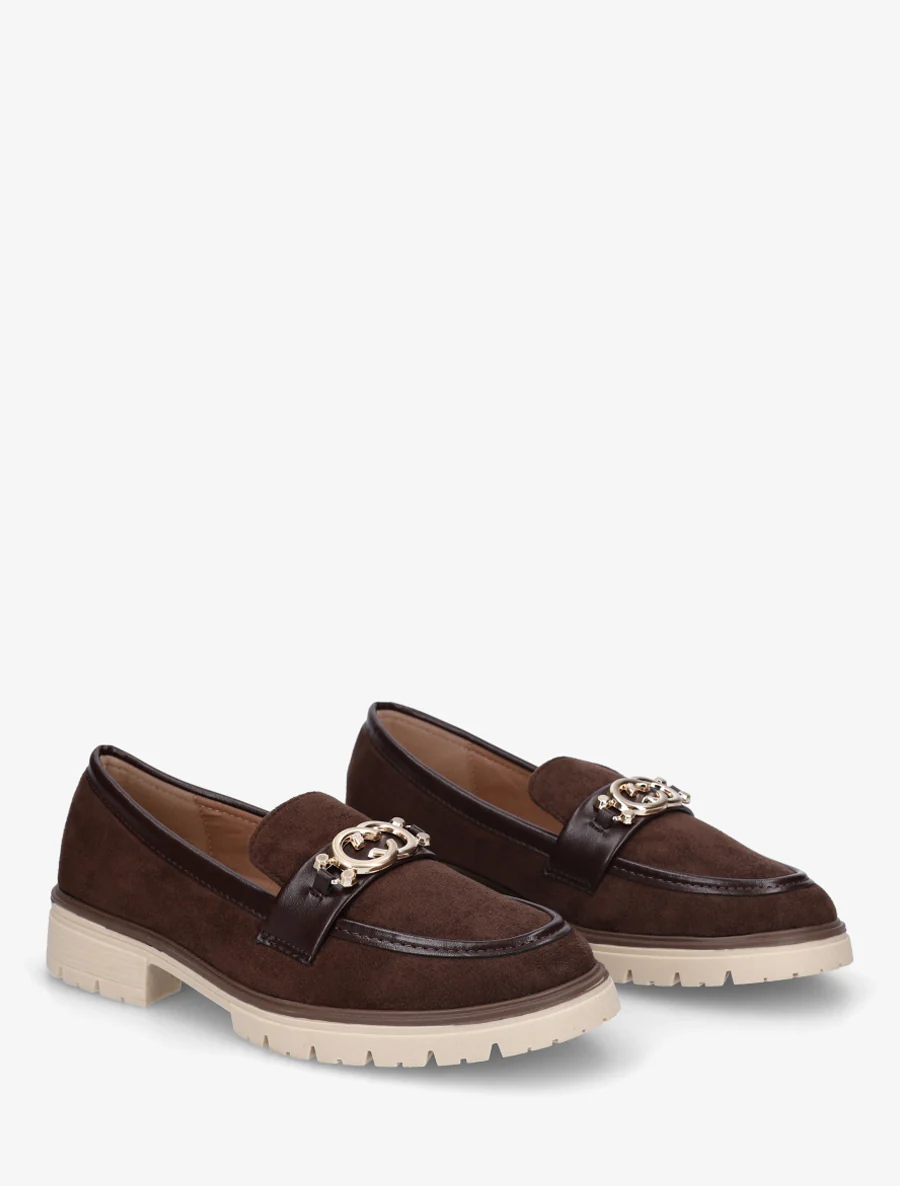 Suède mocassins met metalen gesp - Bruin - Image 4