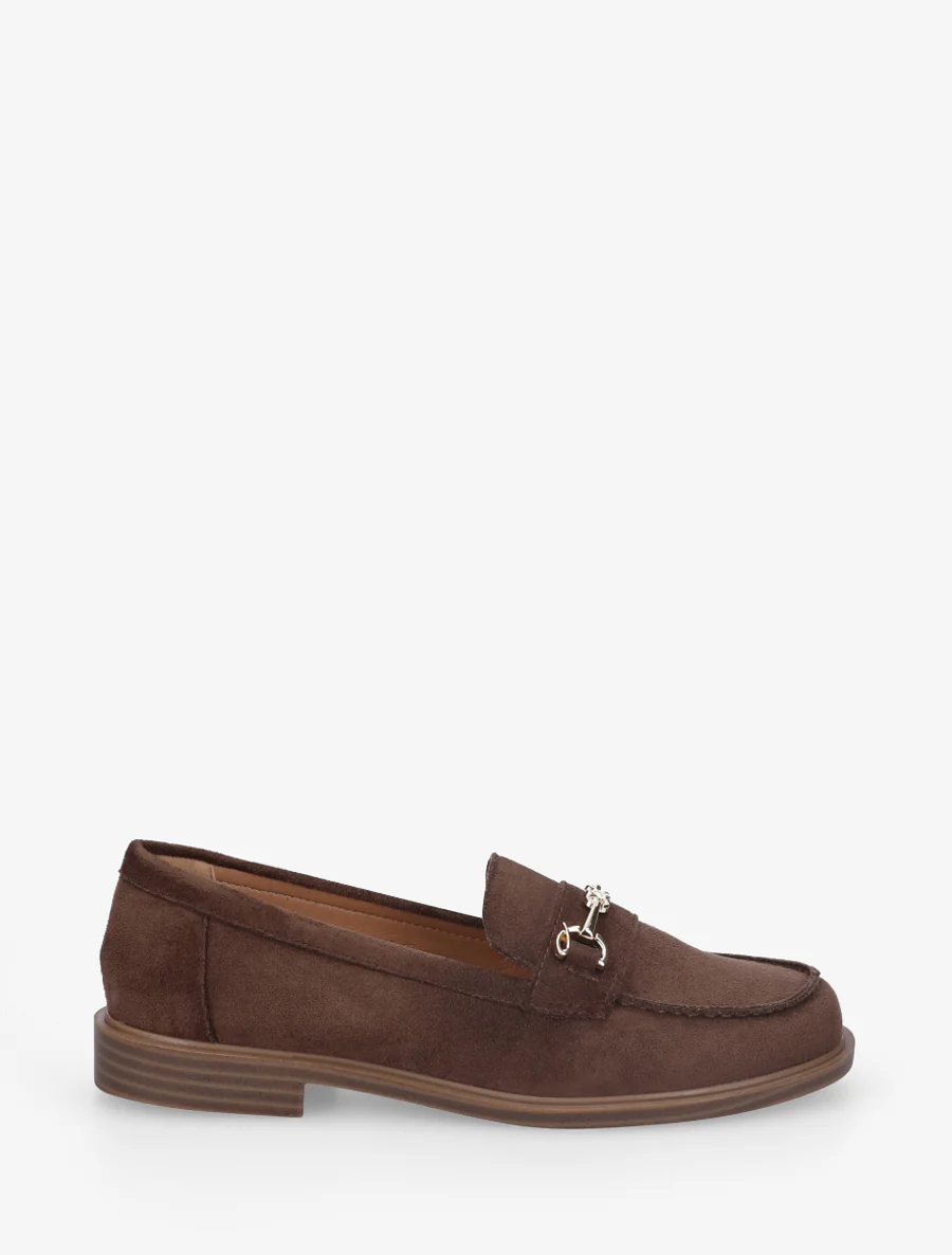 Suède mocassins met metalen gesp - Bruin