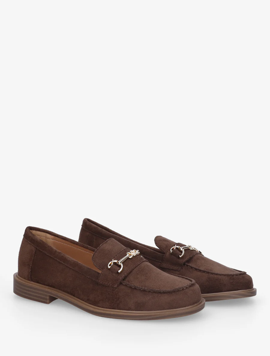 Suède mocassins met metalen gesp - Bruin - Image 4