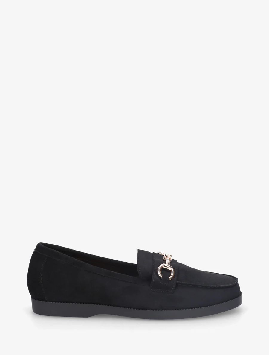 Suède mocassins met metalen gesp - Zwart