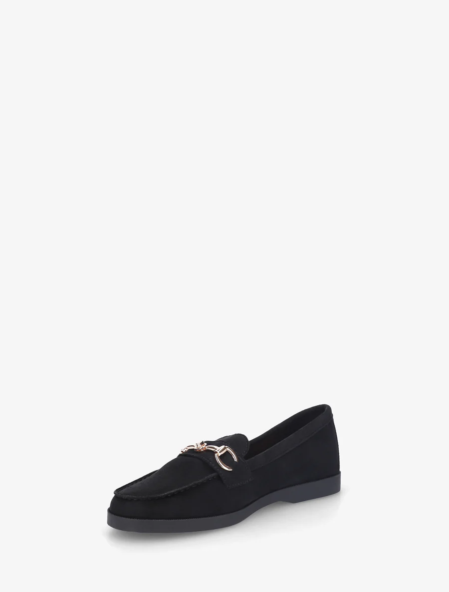 Suède mocassins met metalen gesp - Zwart - Image 3