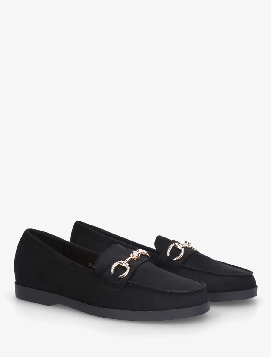 Suède mocassins met metalen gesp - Zwart - Image 4