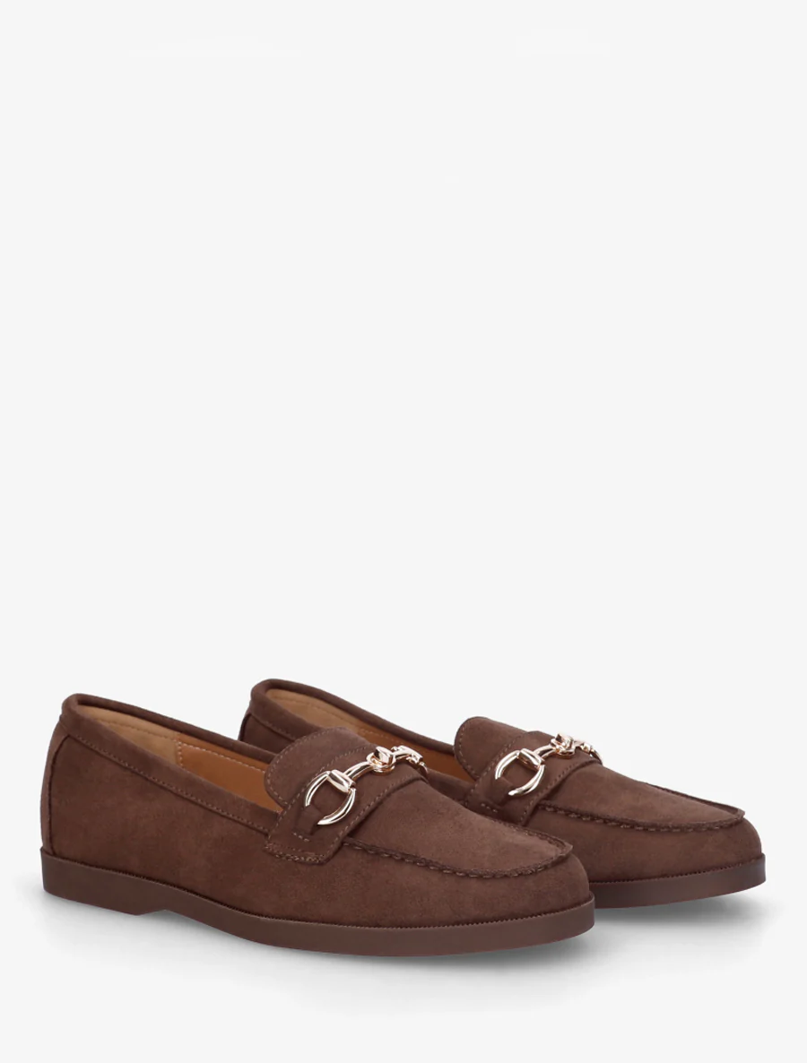 Suède mocassins met metalen gesp - Bruin - Image 4