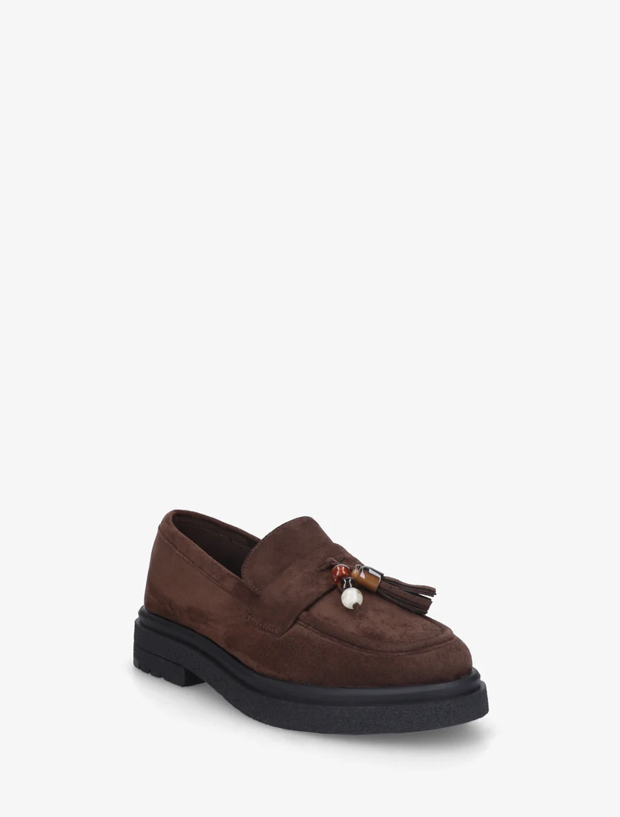 Suède mocassins met parels - Bruin - Image 2