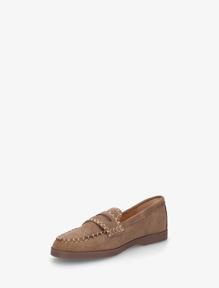 Suède mocassins met stiksels - Bruin - Image 3