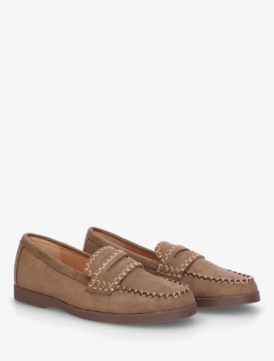 Suède mocassins met stiksels - Bruin - Image 4