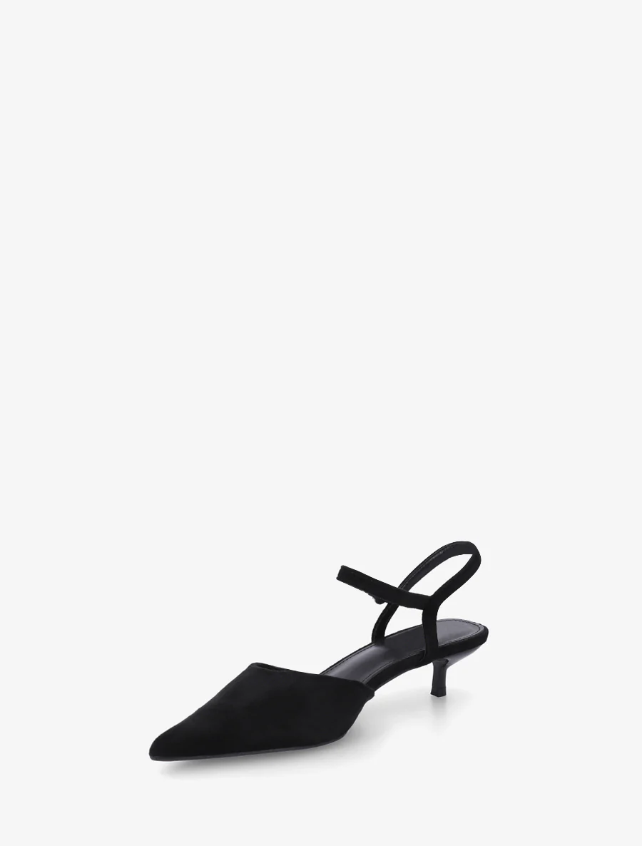 Suède pumps met spitse neus - Zwart - Image 3