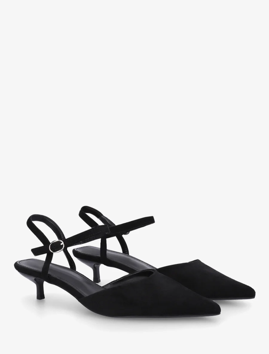Suède pumps met spitse neus - Zwart - Image 4