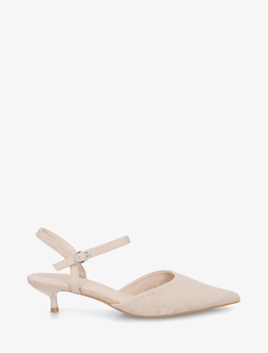 Suède pumps met spitse neus - Beige