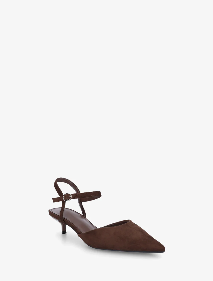 Suède pumps met spitse neus - Bruin - Image 2