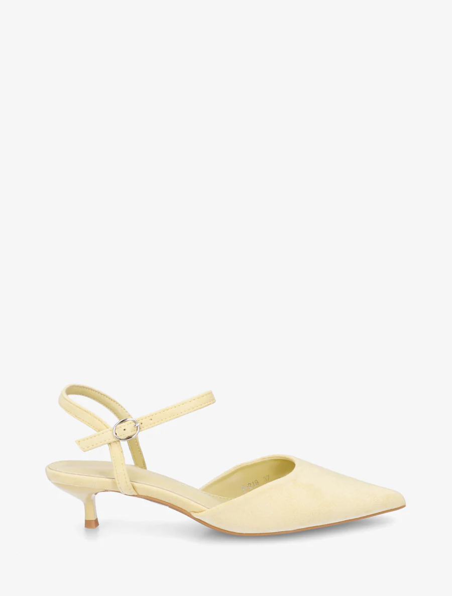 Suède pumps met spitse neus - Geel
